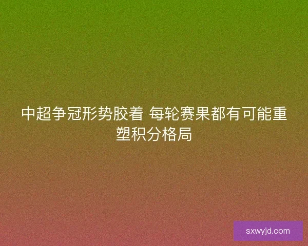 中超争冠形势胶着 每轮赛果都有可能重塑积分格局