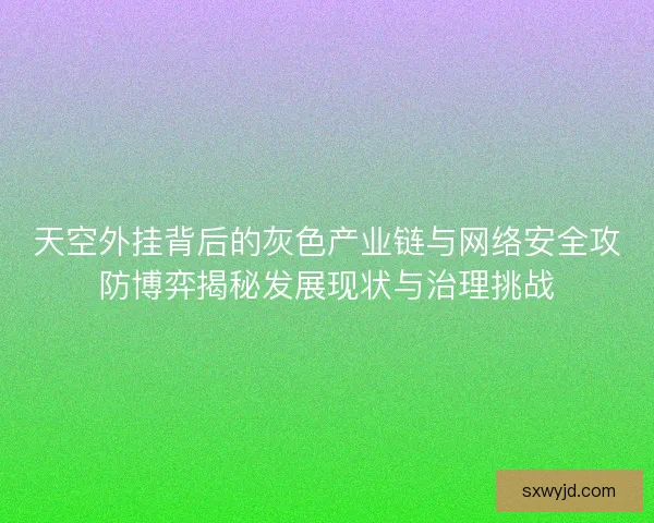 天空外挂背后的灰色产业链与网络安全攻防博弈揭秘发展现状与治理挑战